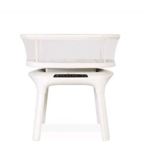 White Modern Baby Bassinet with Mesh Sides